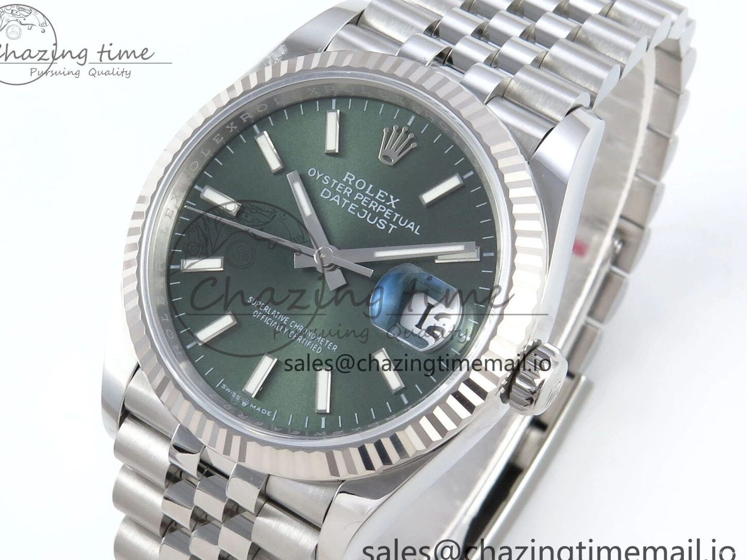 36 Jubilee Green DateJust Stick A3235 Edition Marker 126234 Bracelet Best EWEF on Dial 0126
